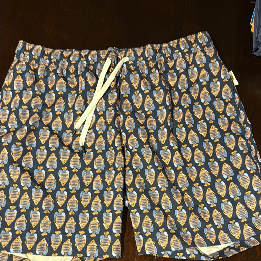 Saks Fifth Avenue Retro Blue and Orange Swim Trunks
